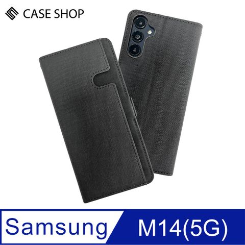 CASE SHOP Samsung M14(5G)前收納側掀皮套-黑