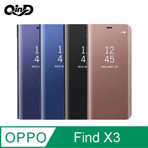QinD OPPO Find X3/Find X3 Pro 透視皮套 #手機殼 #保護殼 #保護套 #翻蓋
