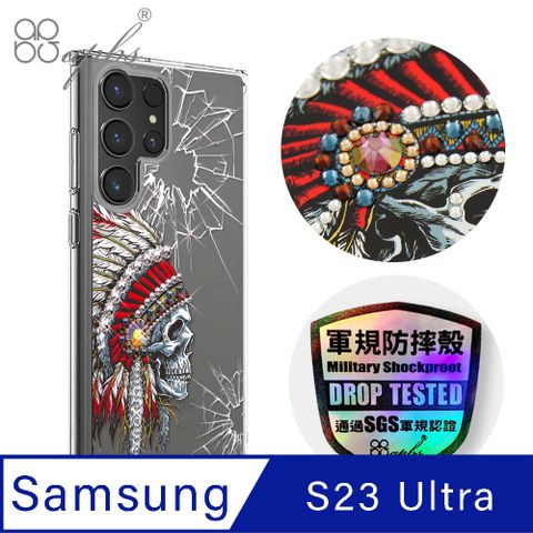 APBS apbs Samsung Galaxy S23 Ultra 輕薄軍規防摔水晶彩鑽手機殼-酋長