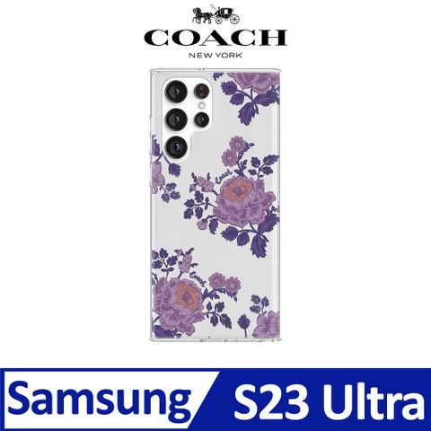 COACH 蔻馳 Samsung Galaxy S23 Ultra 牡丹 三星旗艦機時尚精品手機殼 軍規防摔