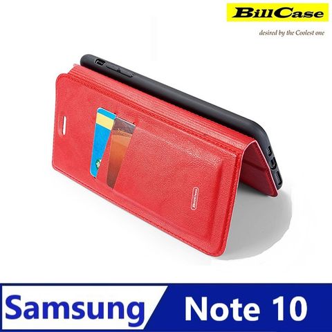 Bill Case 2019 全新高規 超薄 三星 Note 10 極致手工磁性側掀 雙卡支架 保護皮套