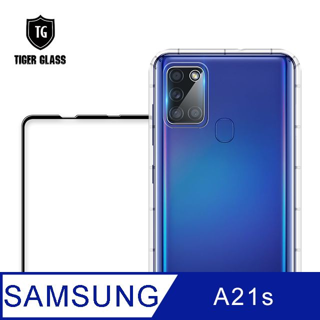 T.G  Samsung Galaxy A21s手機保護超值3件組(透明空壓殼+鋼化膜+鏡頭貼)