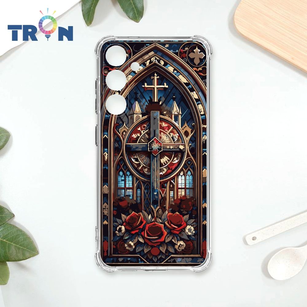  TRON 三星 S24 十字架彩繪玻璃 四角防摔殼 手機殼