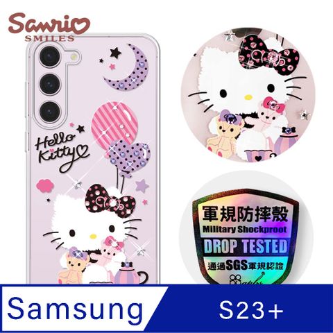 APBS 三麗鷗 Kitty Samsung Galaxy S23+ 輕薄軍規防摔水晶彩鑽手機殼-凱蒂夜未眠