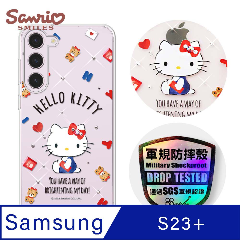 APBS 三麗鷗 Samsung Galaxy S23+ 輕薄軍規防摔水晶彩鑽手機殼-小熊凱蒂