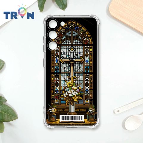 TRON 三星 S23 PLUS 十字架彩繪玻璃  載具 四角防摔殼 手機殼