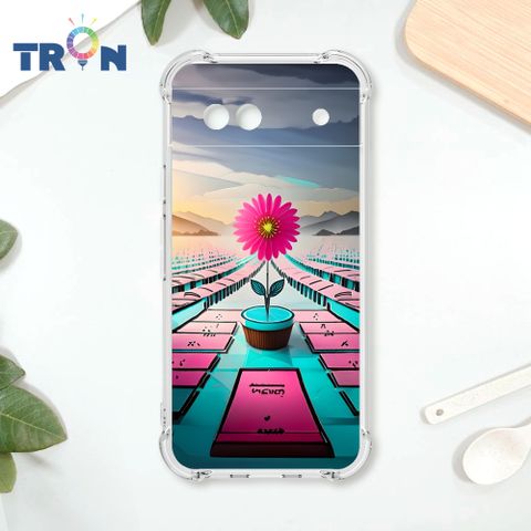 TRON GOOGLE Pixel 8A 桃藍色花朵系列 四角防摔殼 手機殼