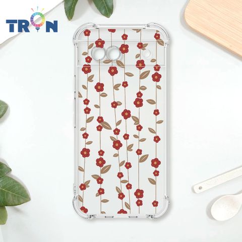 TRON GOOGLE Pixel 8A 條紋透明小花B款 四角防摔殼 手機殼