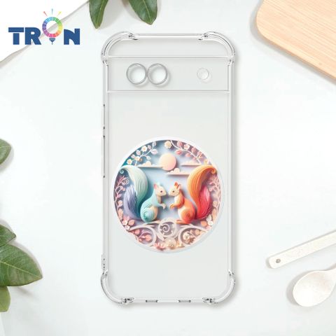 TRON GOOGLE Pixel 8A 可愛紙雕松鼠 四角防摔殼 手機殼