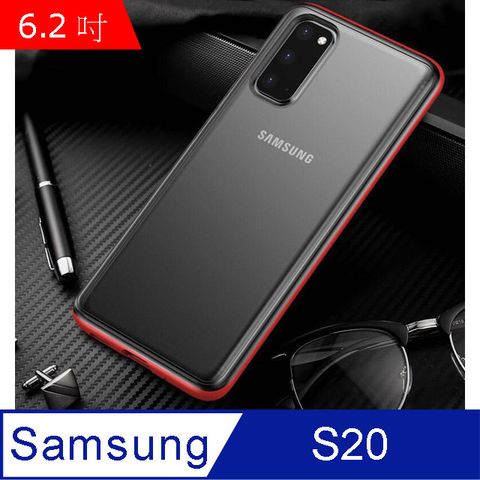 IN7 魔影系列 Samsung S20 (6.2吋) 透黑色磨砂款TPU+PC背板 防摔防撞 手機保護殼-紅色