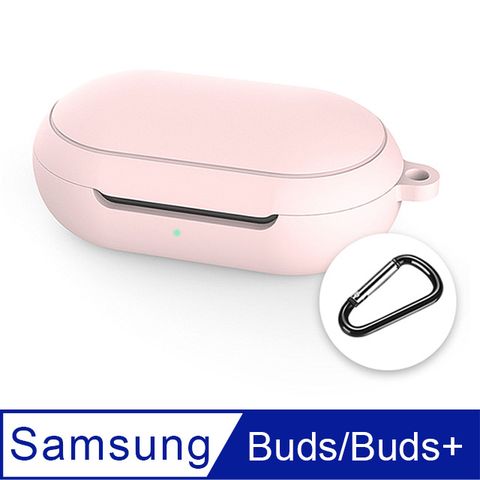 【Timo】SAMSUNG三星 Galaxy Buds/Buds+ 藍牙耳機專用 矽膠保護套 (附扣環)-少女粉