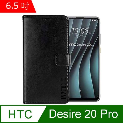 IN7 瘋馬紋 HTC Desire 20 Pro (6.5吋) 錢包式 磁扣側掀PU皮套 吊飾孔 手機皮套保護殼-黑色