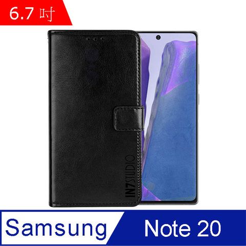 IN7 瘋馬紋 Samsung Note 20 (6.7吋) 錢包式 磁扣側掀PU皮套 吊飾孔 手機皮套保護殼-黑色