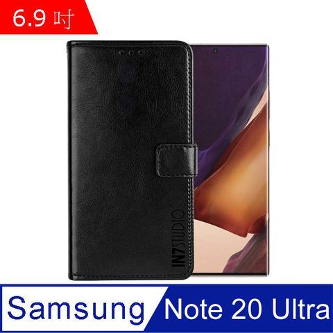 IN7 瘋馬紋 Samsung Note 20 Ultra (6.9吋) 錢包式 磁扣側掀PU皮套 吊飾孔 手機皮套保護殼-黑色