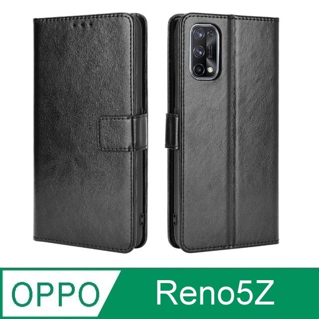 TOP寶殼家 For:OPPO RENO 5Z 專用型(最新翻蓋時尚品味皮套款)黑