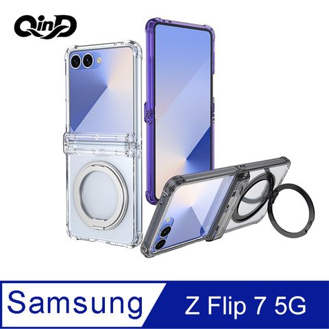 QinD SAMSUNG Z Flip 7 FE 5G 旋轉磁吸支點殼(殼膜)