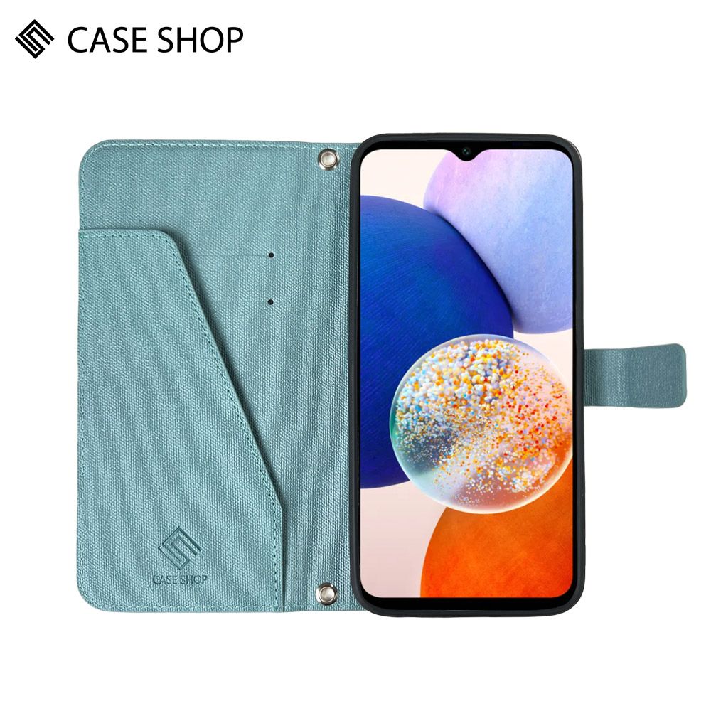 CASE SHOP  Samsung  A15前收納皮套背帶組-藍