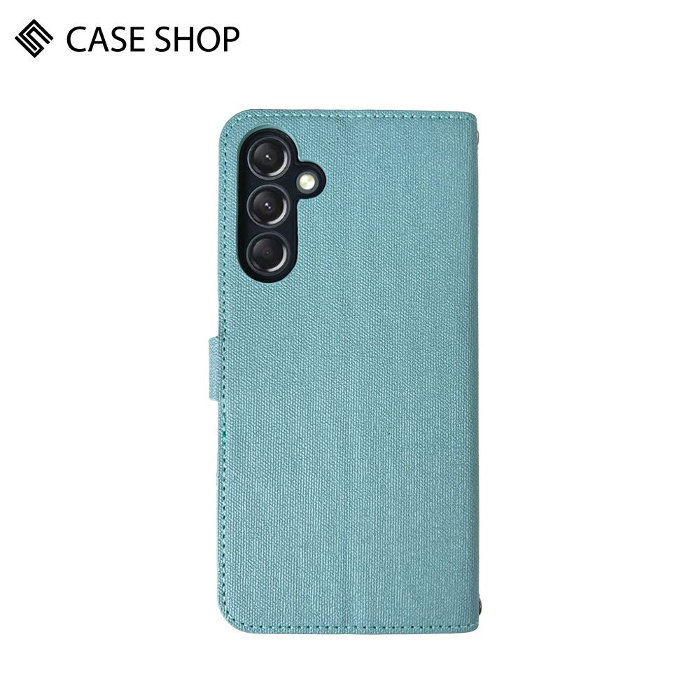 CASE SHOP  Samsung  A25前收納皮套背帶組-藍