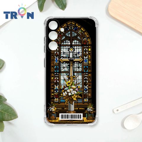 TRON 三星 A15 5G 十字架彩繪玻璃  載具 四角防摔殼 手機殼