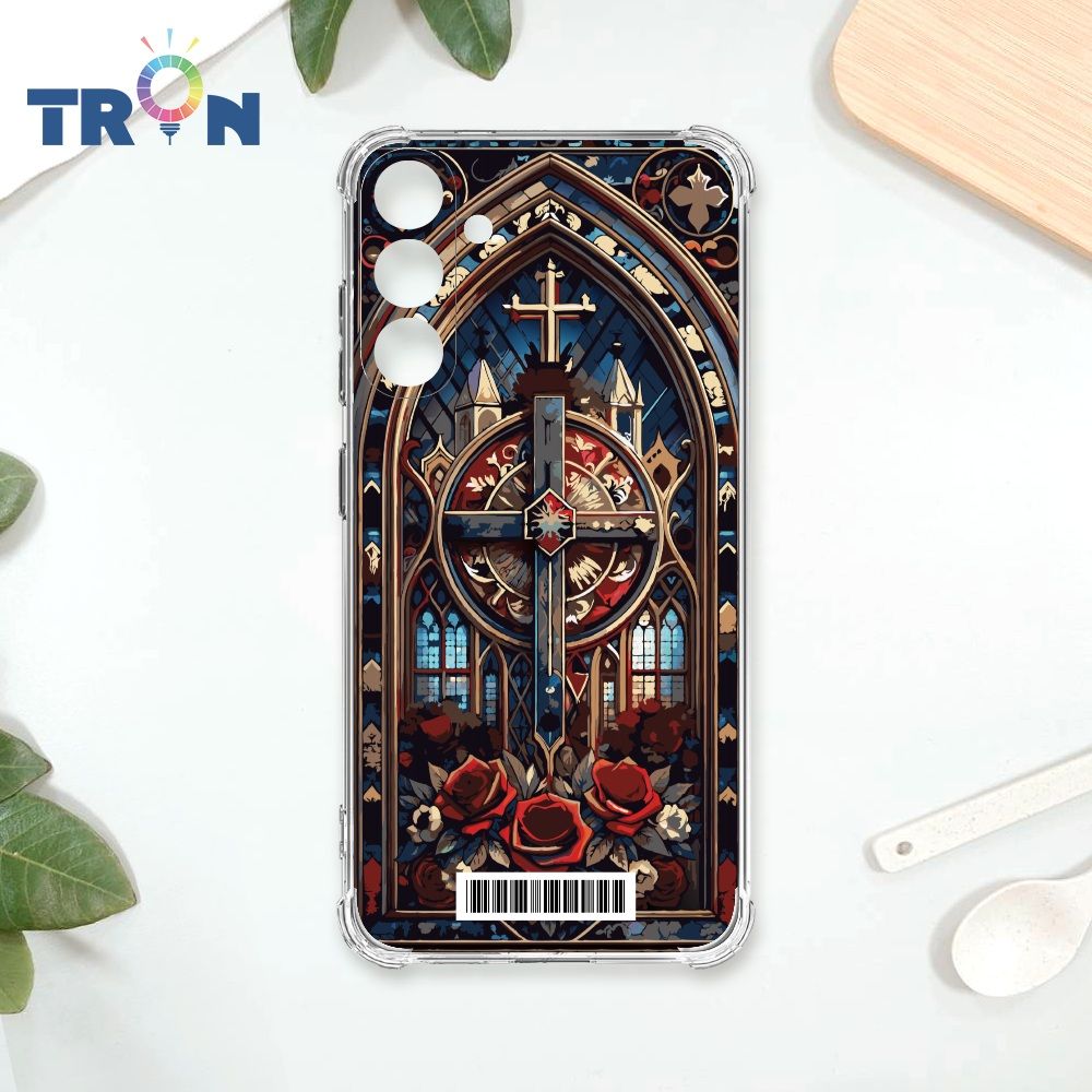  TRON 三星 A15 5G 十字架彩繪玻璃  載具 四角防摔殼 手機殼