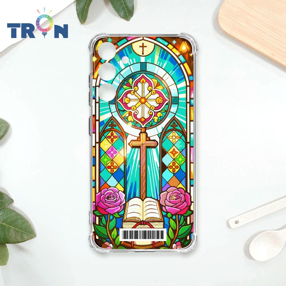  TRON 三星 A15 5G 十字架彩繪玻璃  載具 四角防摔殼 手機殼