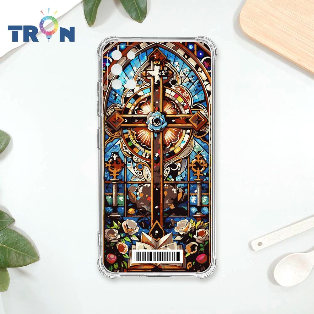  TRON 三星 A31 十字架彩繪玻璃  載具 四角防摔殼 手機殼