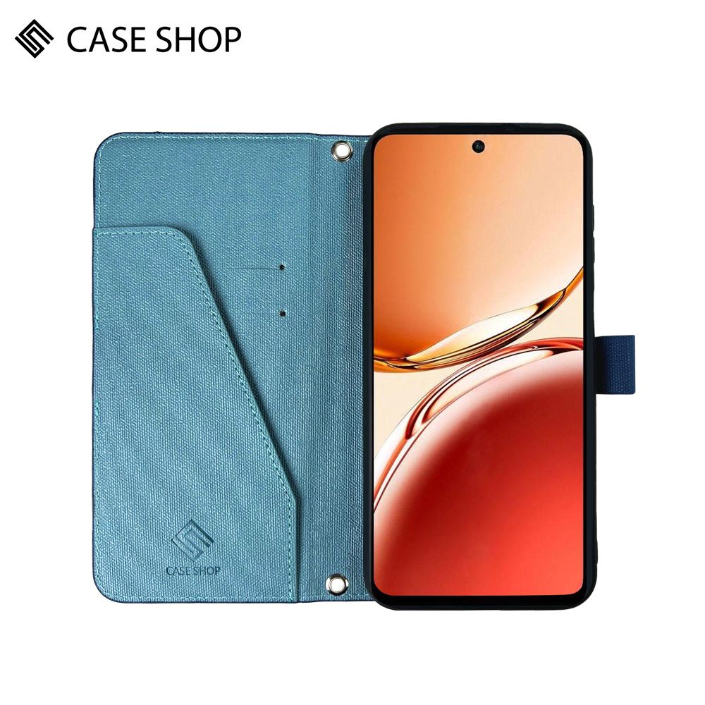 CASE SHOP  OPPO Reno12 F 前收納側掀皮套-藍