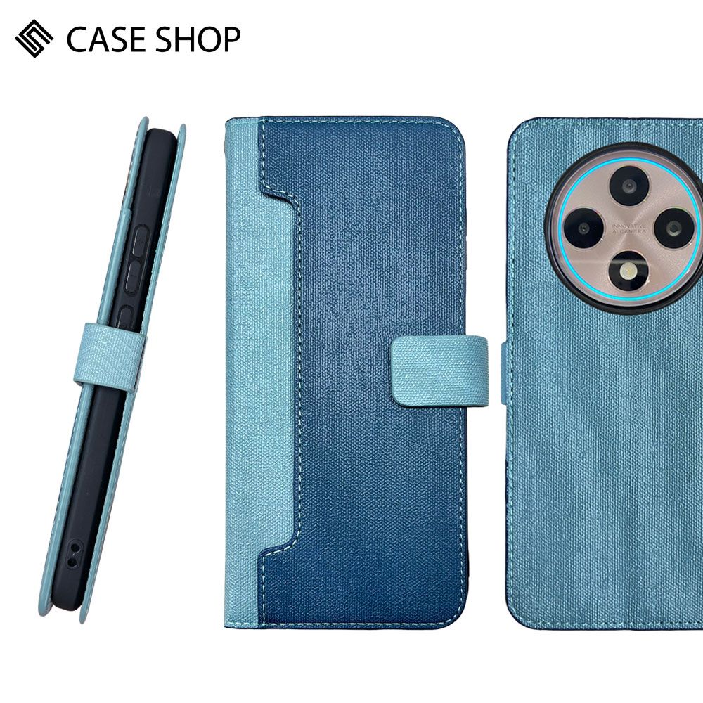 CASE SHOP  OPPO Reno12 F 前收納側掀皮套-藍