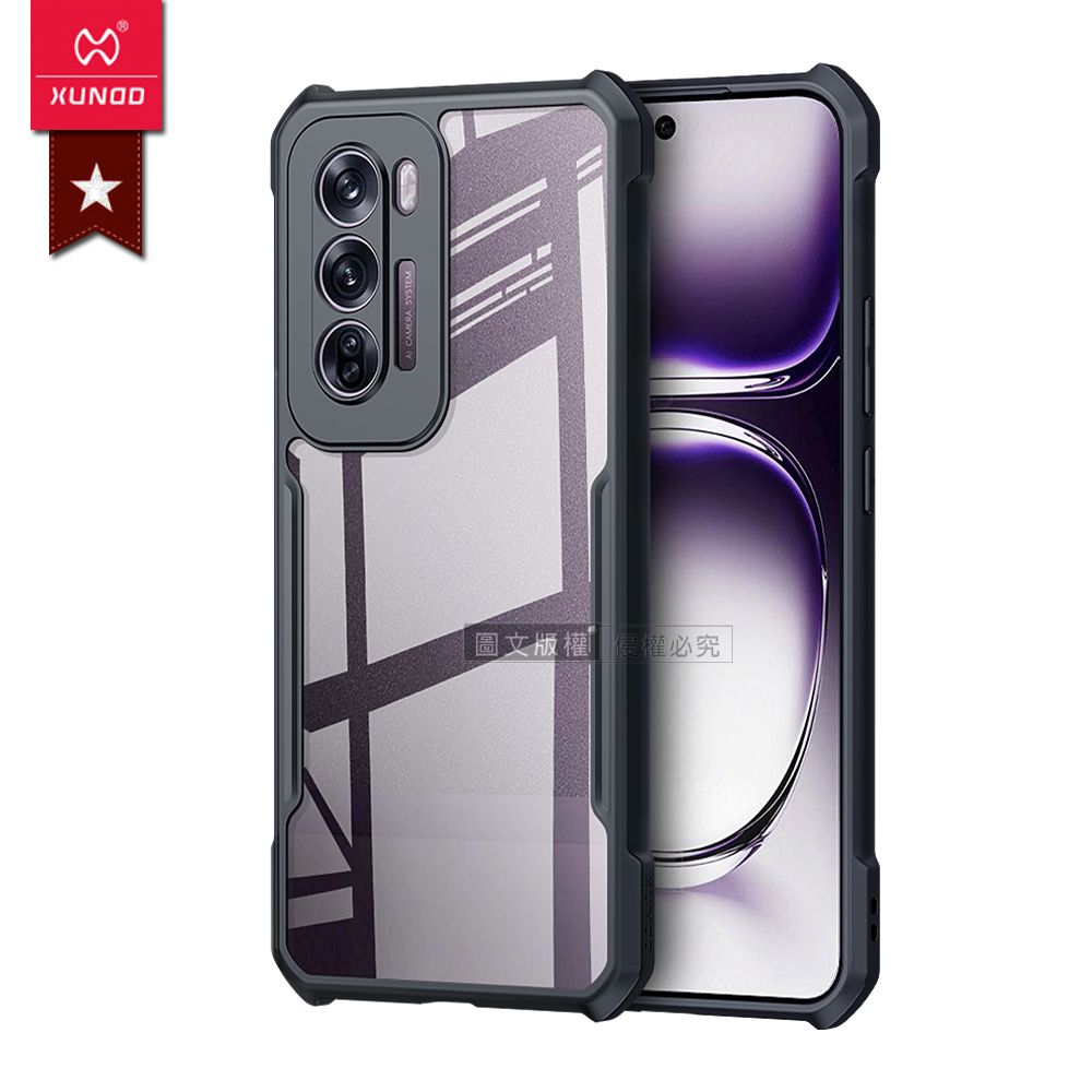 XUNDD 訊迪  軍事防摔  OPPO Reno12 Pro 鏡頭全包覆 清透保護殼 手機殼(夜幕黑)