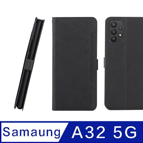 CASE SHOP CASE SHOP SAMSUNG Galaxy A32(5G) 專用前插卡側立式皮套-黑