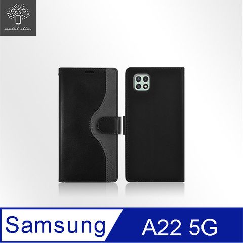 for Samsung Galaxy A22 5G雙內層撞色前扣磁吸TPU皮套