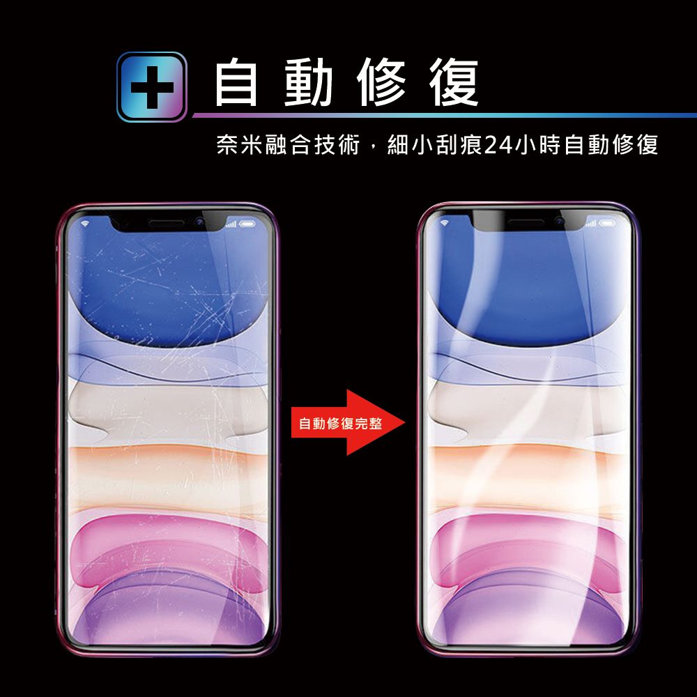 + 自動修復奈米融合技術,細小刮痕24小時自動修復自動修復完整