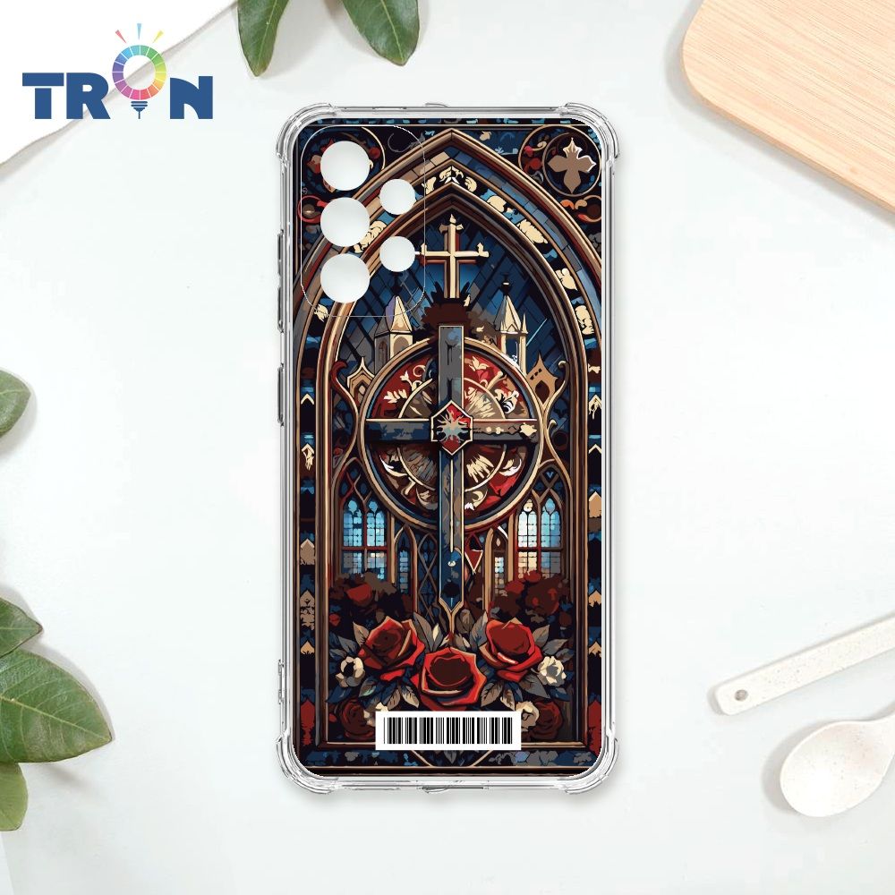  TRON 三星 A52/52s 十字架彩繪玻璃  載具 四角防摔殼 手機殼