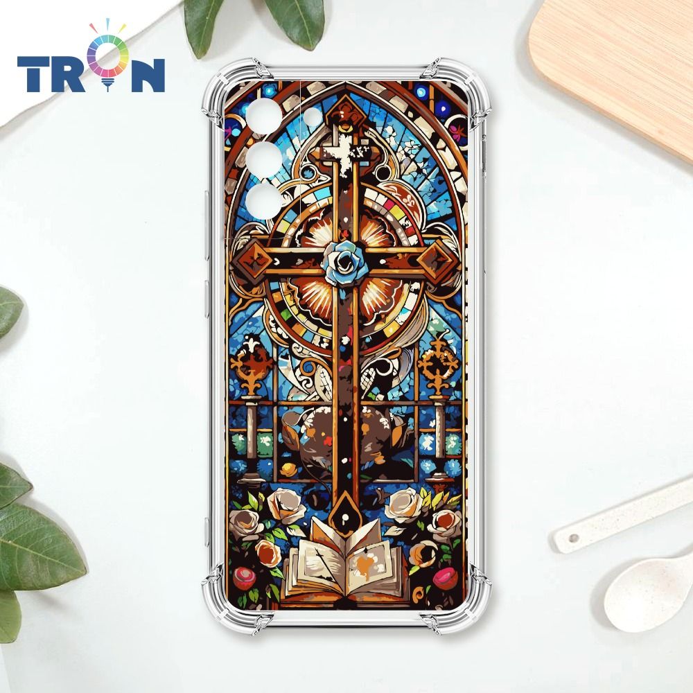  TRON 三星 S21 PLUS 十字架彩繪玻璃 四角防摔殼 手機殼