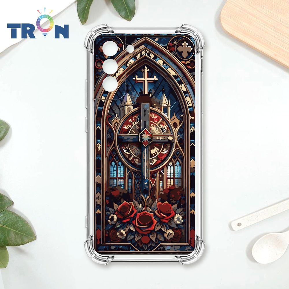  TRON 三星 S21 PLUS 十字架彩繪玻璃 四角防摔殼 手機殼