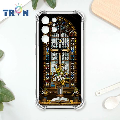 TRON 三星 S21 Ultra 十字架彩繪玻璃 四角防摔殼 手機殼