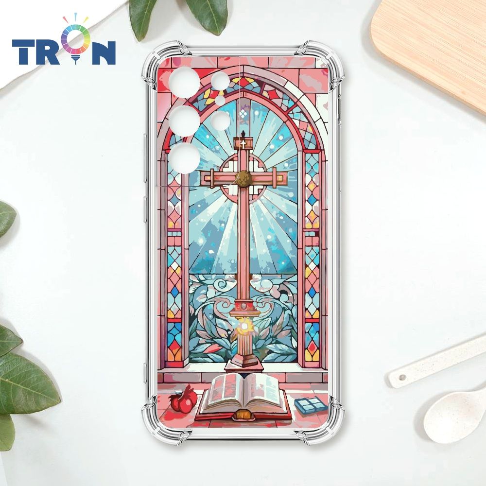 TRON 三星 S21 Ultra 十字架彩繪玻璃 四角防摔殼 手機殼