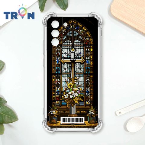 TRON 三星 S21 FE 5G 十字架彩繪玻璃  載具 四角防摔殼 手機殼