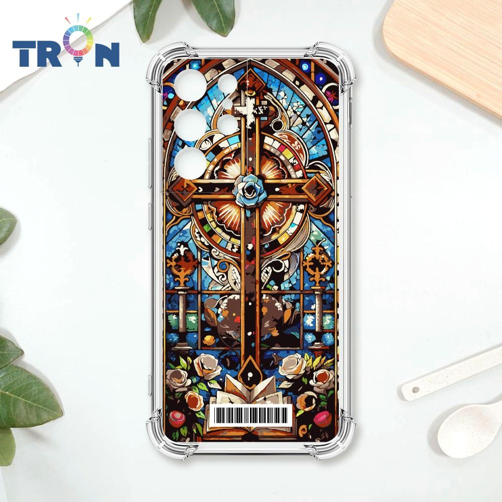  TRON 三星 S21 Ultra 十字架彩繪玻璃  載具 四角防摔殼 手機殼