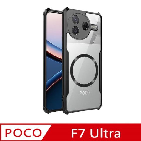 POCO F7 Ultra 刀峰磁吸透明硬背板+TPU軟膠邊框手機殼保護殼保護套