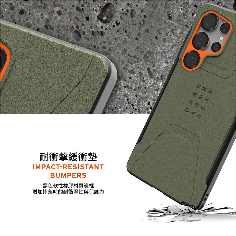 耐衝擊緩衝墊IMPACT-RESISTANTBUMPERS黑色軟性橡膠材質邊框增加摔落時的耐衝擊性與保護力RRE