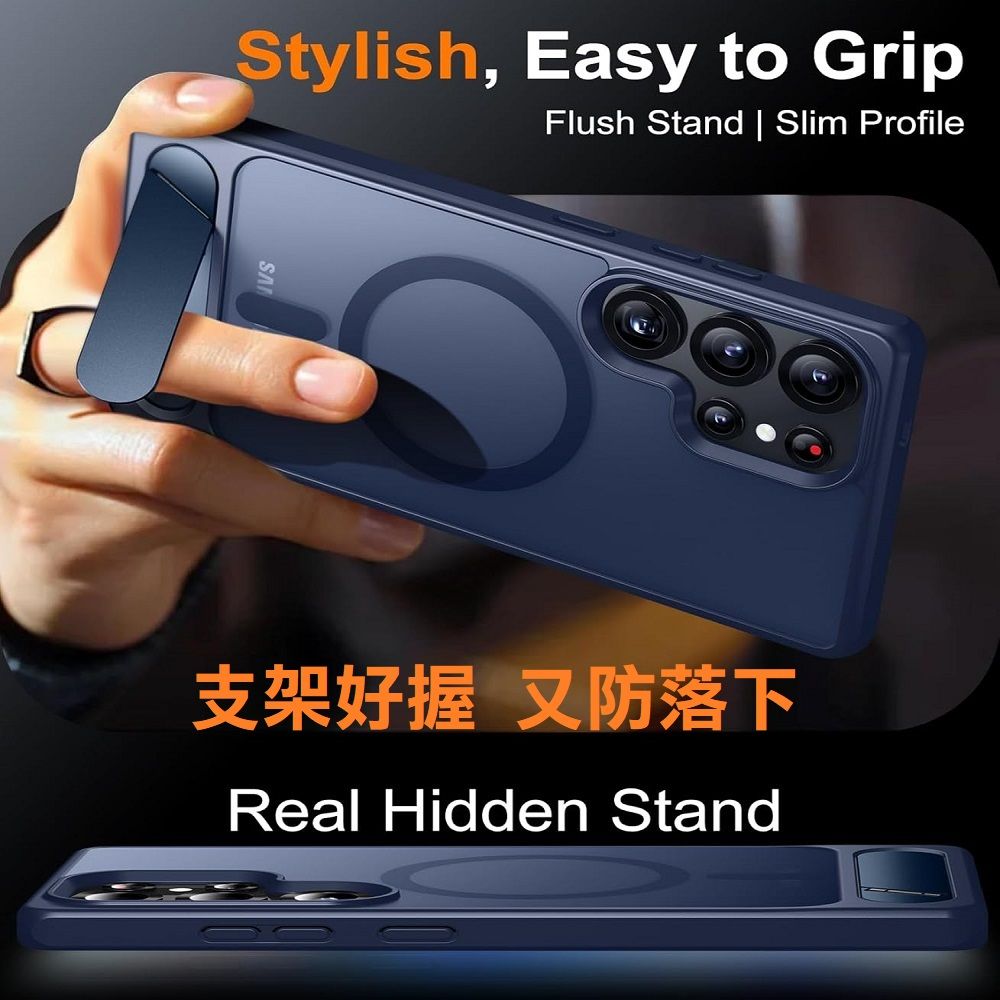  【ACE-CASE】Samsung Galaxy S25 Ultra  斜翻支架+磁吸圏手機殼保護殼保護套