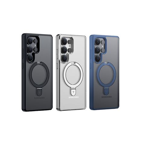 TORRAS Ostand MagSafe支架防摔手機殼（霧面黑、透明）for Samsung S25
