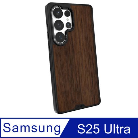 hoda 好貼  Samsung Galaxy S25 Ultra MagSafe 幻石磁吸式軍規防摔保護殼-核桃木
