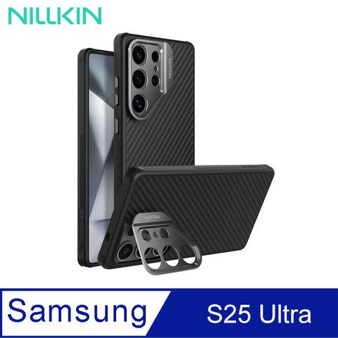 NILLKIN S25 Ultra 纖極碳纖維紋磁吸殼(精孔版)-黑色