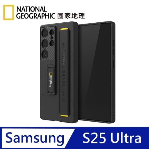 National Geographic 國家地理 Stand Strap支架腕帶手機殼 適用 Galaxy S25 Ultra - 黑色