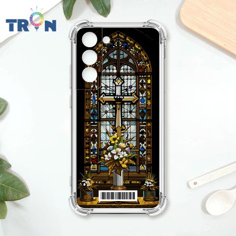 TRON 三星 S22 十字架彩繪玻璃  載具 四角防摔殼 手機殼