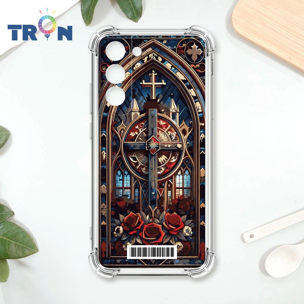  TRON 三星 S22 十字架彩繪玻璃  載具 四角防摔殼 手機殼