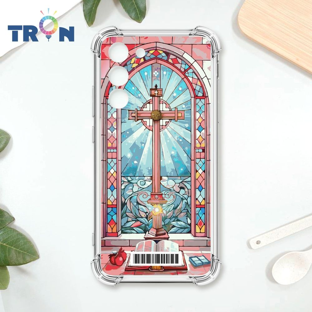  TRON 三星 S22 十字架彩繪玻璃  載具 四角防摔殼 手機殼