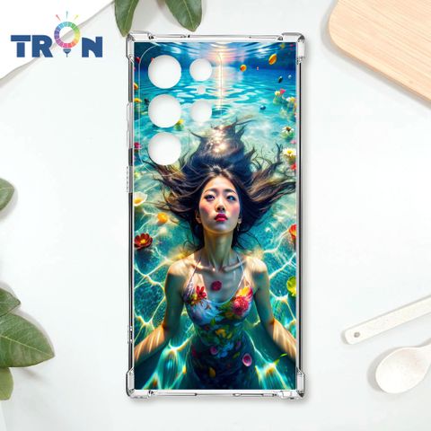 TRON 三星 S22 Ultra 花海中游泳的少女 四角防摔殼 手機殼